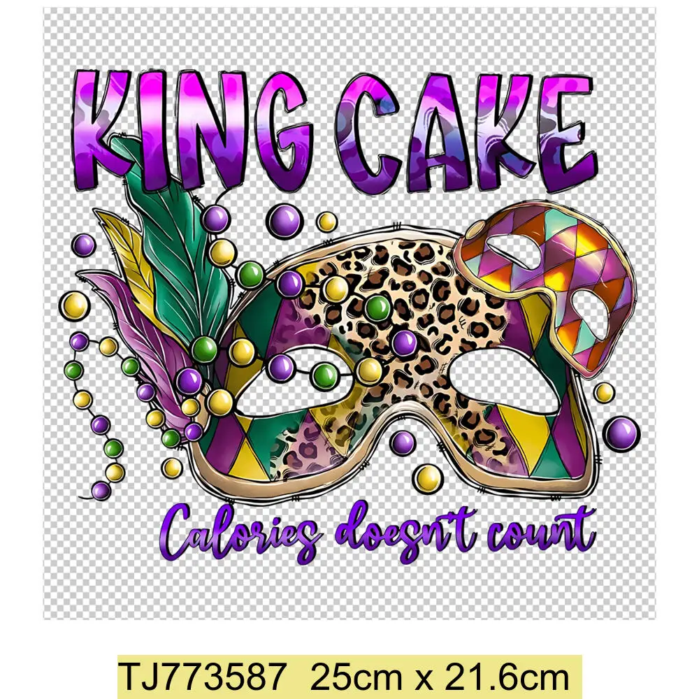 Mardi Gras Carnival Heat Transfer Patches Iron on Transfer for Clothing Patches DIY Washable T-Shirts Thermo Sticker Applique
