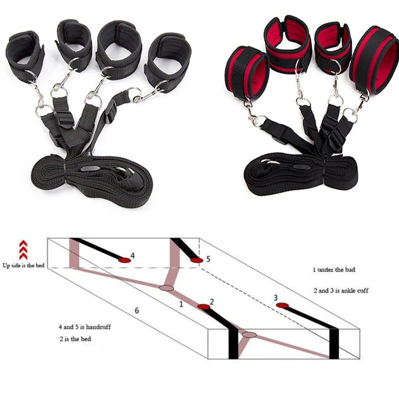 BDSM عبودية مجموعة الكبار لعبة الجنس تكبيل الكاحل القيود Sextoy زوجين الرقيق منتجات الجنس المثيرة نظام حزام السرير SM الأصفاد الناعمة #2