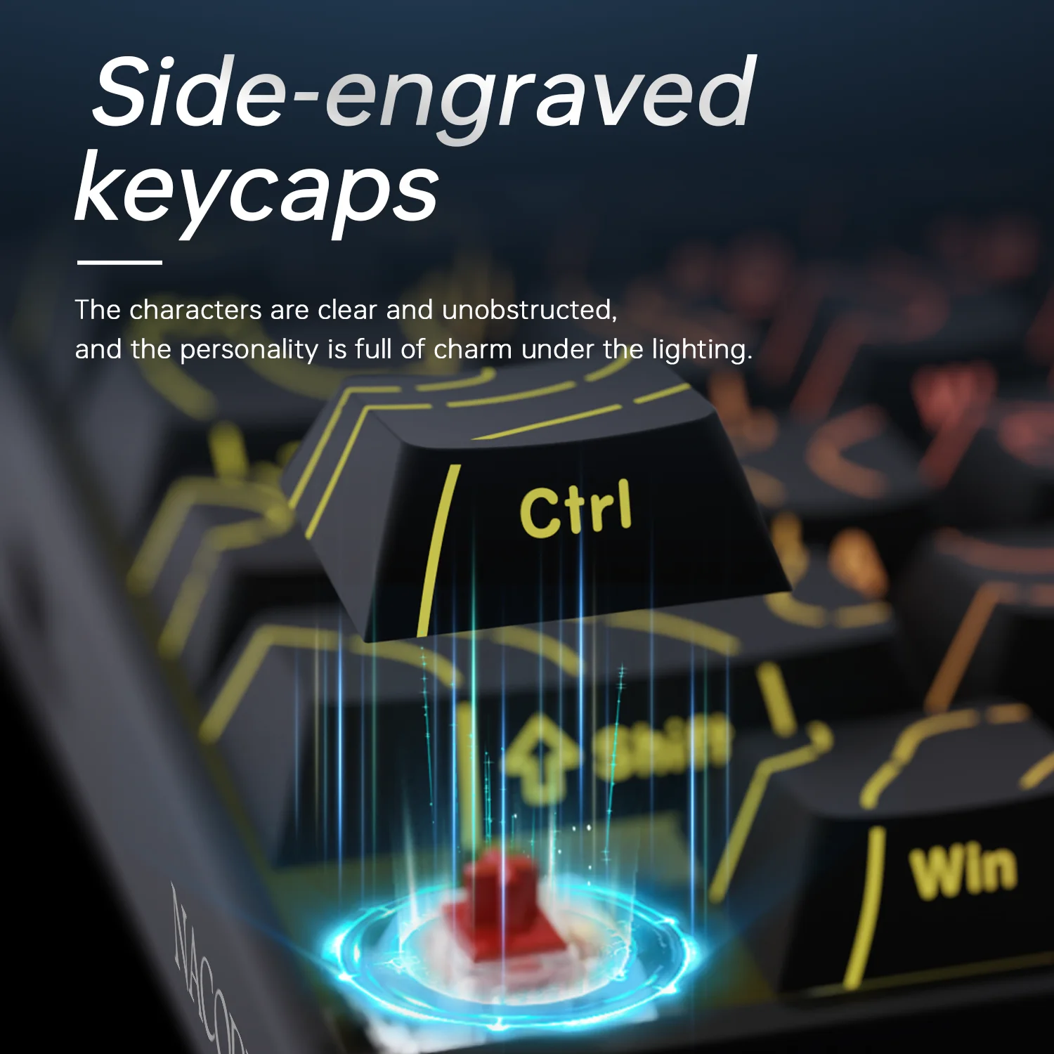 Novo ajazz nacodex nk68 teclado mecânico terreno keycap rgb barra de luz 68 teclas com fio jogos escritório com fio conectar teclado