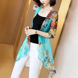 Women Clothing 2024 Female Summer Thin Section Sun Protection Clothing Long Sleeve Shawl Mesh Chiffon Cardigan Trend Coat E107