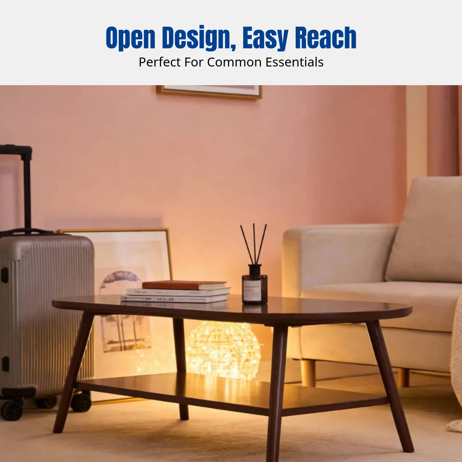 

Двухуровневый журнальный столик, современный минималистичный маленький столик, отделка под орех, для гостиной, креативный приставной столик