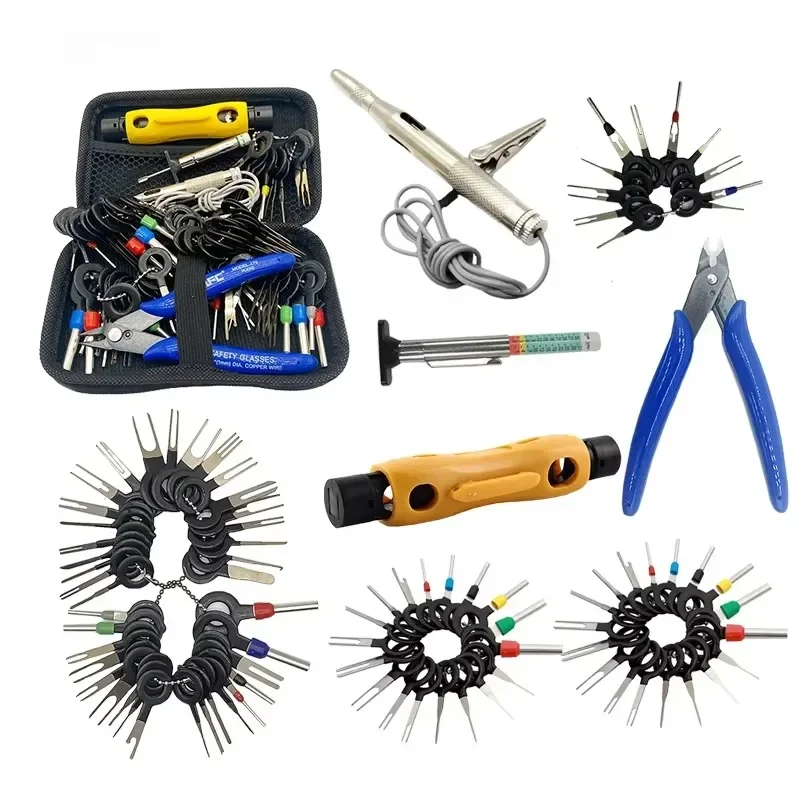 

Car Repair Hand Tools Terminal Removal Electrical Wiring Wire Harness Crimp Connector Pin Extractor Kit Back Needle W/EVA Case