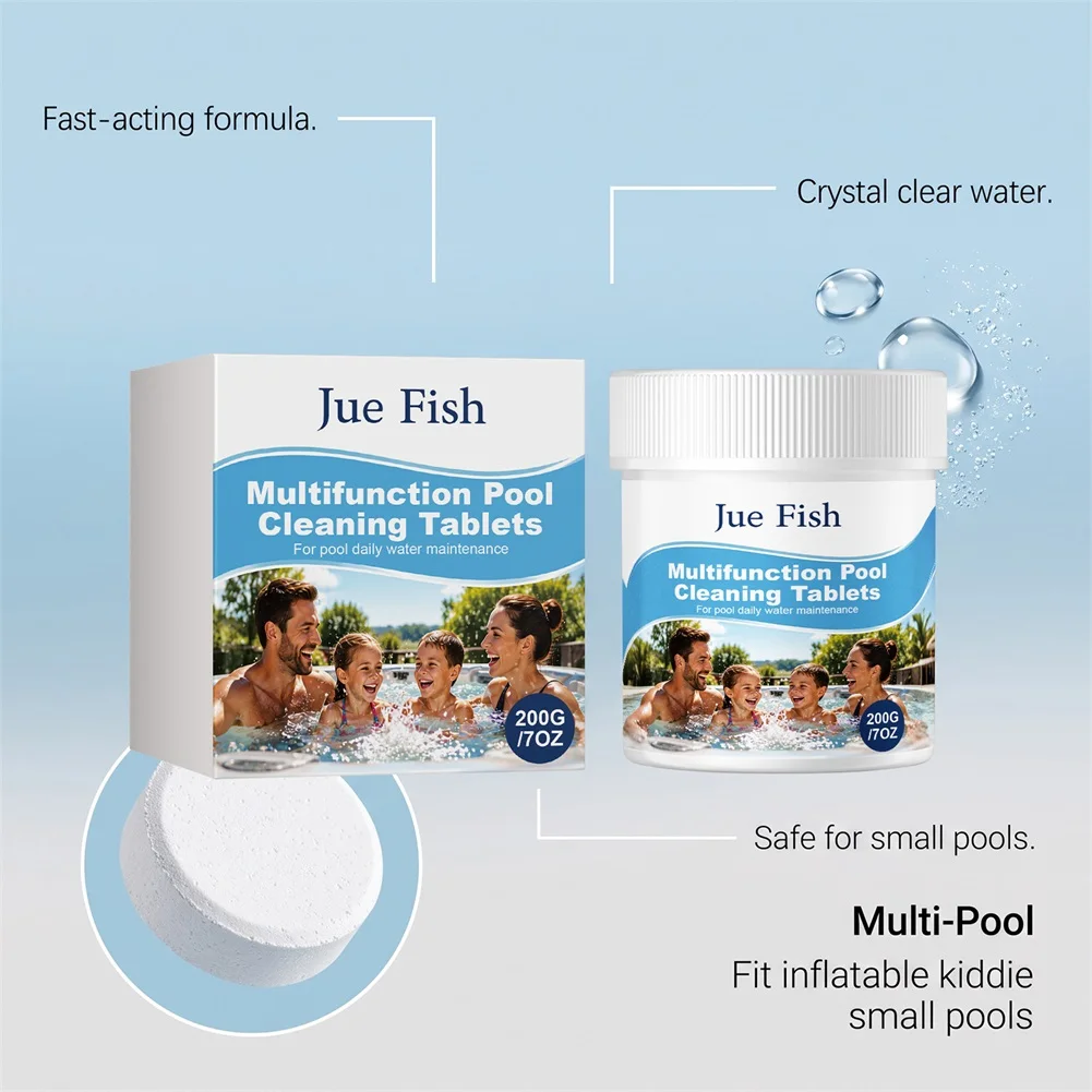 200g Multifunction Pool Cleaning Tablets Magics Pool Cleaner For Crystals Clear Water Instants Pool Clarifier For Swim Pool