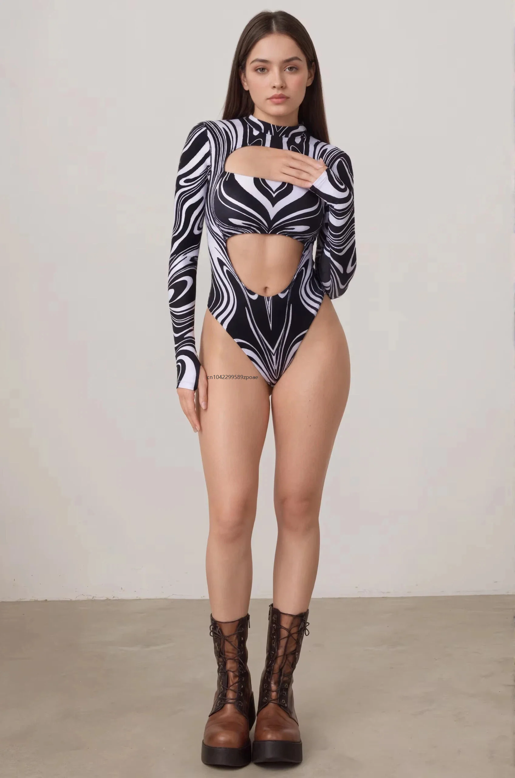 Cyber Gothic Party Role Play Swimsuit Boydsuit Sexy Colorful Print Tights Jumpsuit Party Stage Halloween Carnival Costume