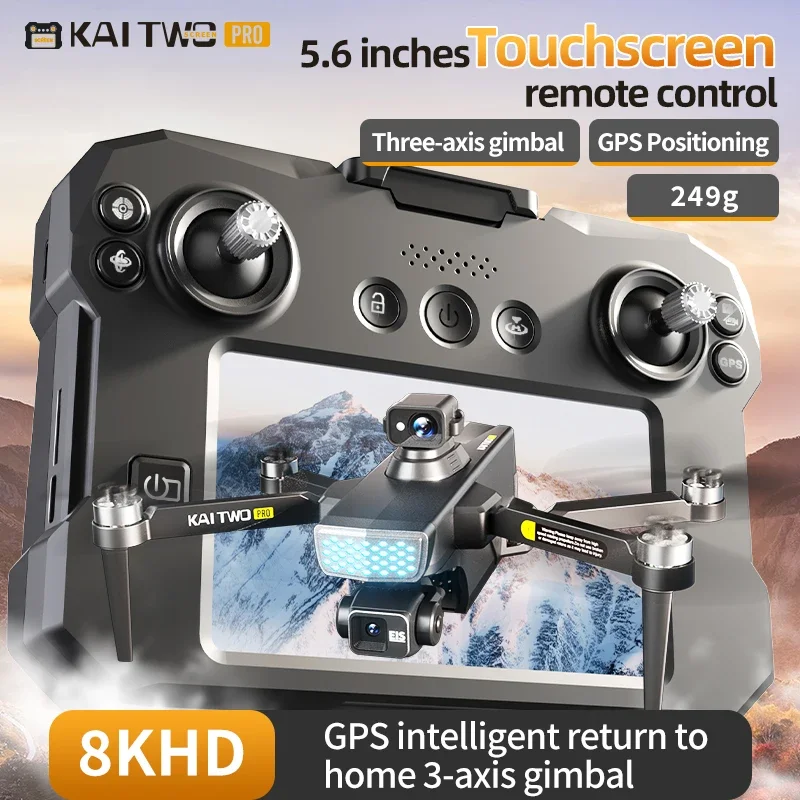 

2025 KAITWO three-axis gimbal 5.6-inch touchscreen version with all-round laser obstacle avoidance, GPS optical flow positioning