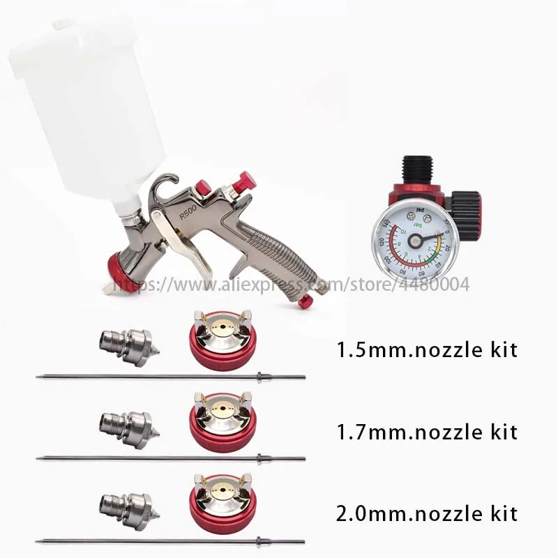 

Spary Gun 1.3mm/1.5mm /1.7mm/2.0mm Nozzle 600cc R500 LVLP Spray Gun Paint Airbrush Gravity Feed Car Painting Gun Pressure Gauge