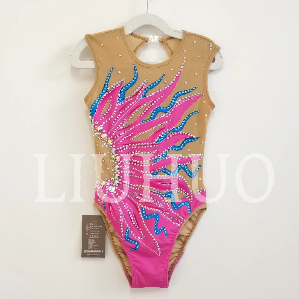 

Synchronized Swimming Suit With Rhinestones Swimsuit Girls Competition Suit Pink BD1531