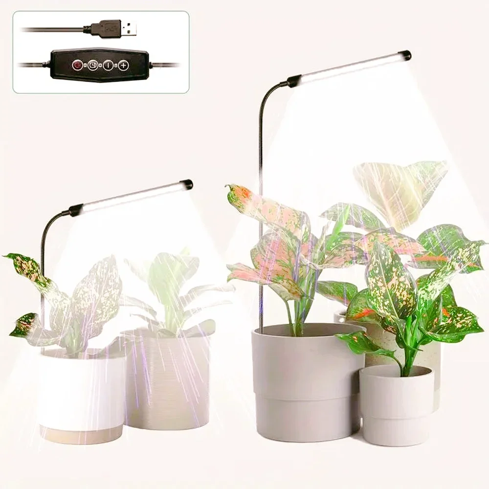 LED Plant Lights, Full-Spectrum Growth Lights, USB Mini-Plug-In, 48 Light Beads Regularly Dim