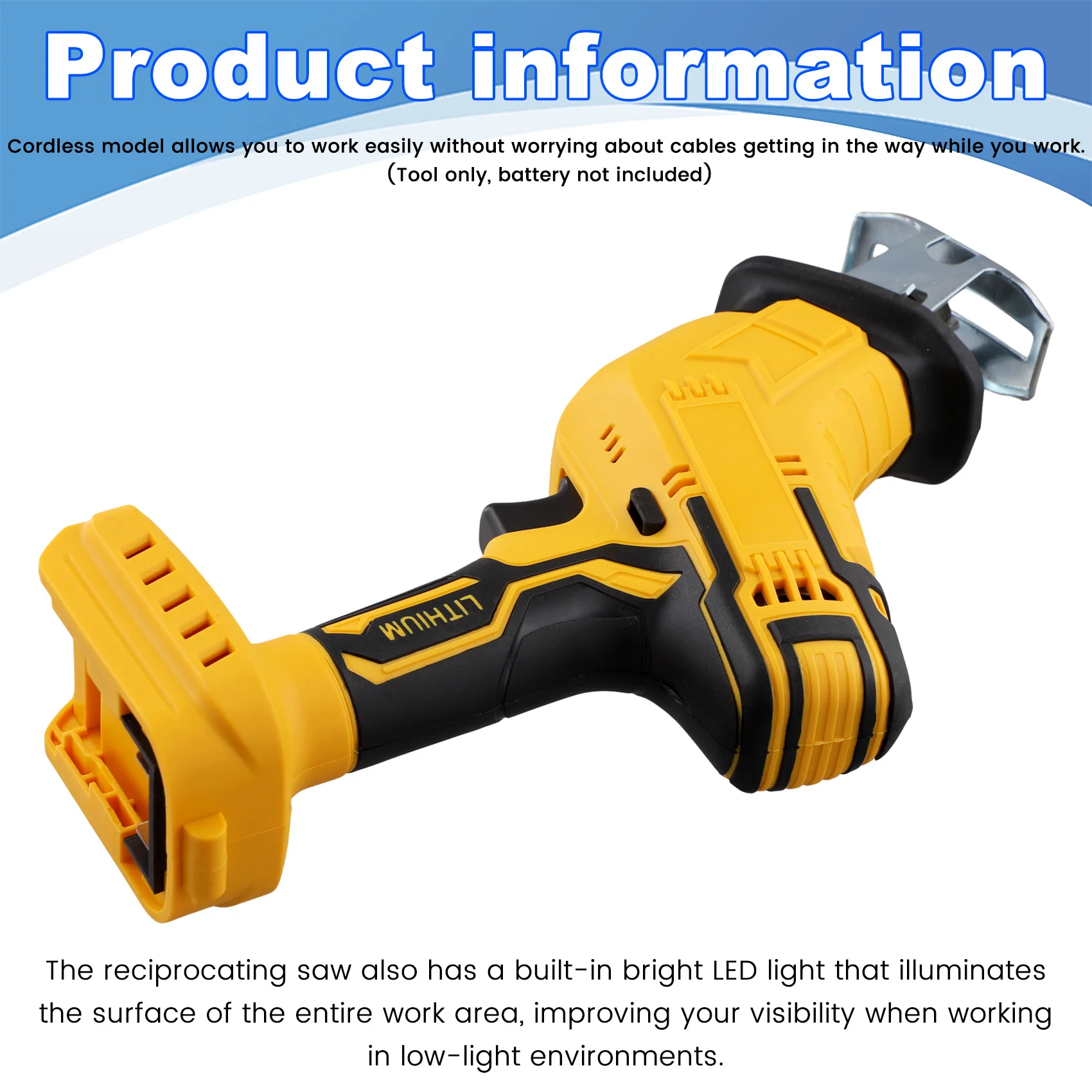 AT13 Cordless Reciprocating Saw Variable Speed Wood Metal PVC Cutting Electric Saber Saw For 20V Battery (No Battery)