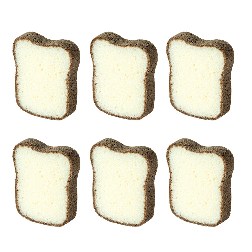 

6 Pcs Thickened Sponge Cleaning Dishcloth Kitchen Accessories Reusable Washing Cloth Toast Design Scrubber Home Necessities