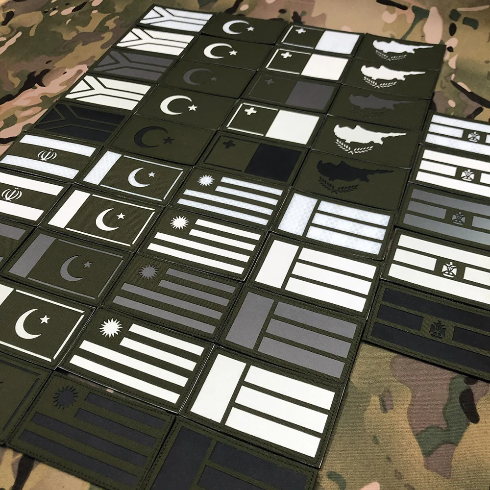 Green Laser Cut IR IFF Infrared Reflection, Luminous, ZA, Arabic, Egypt, Pakistan, Turkey, Uruguay, UA Flag Patch