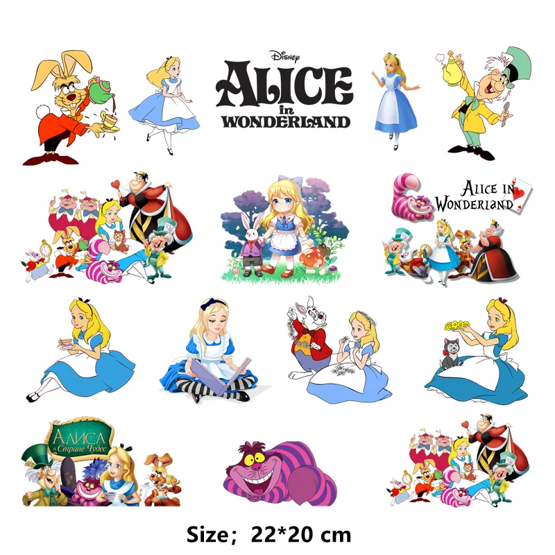 Disney Alice in Wonderland Clothing patches Ironing applications thermo-stickers for children