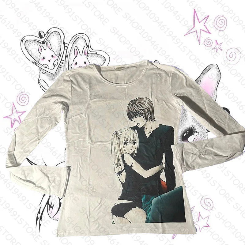Emo Printing Sexy Y2k Long-sleeve Tops Gothic Punk Girl Graphic Women's Long-sleeve Tees Trashy Fairy Printing 2000s Long-sleeve