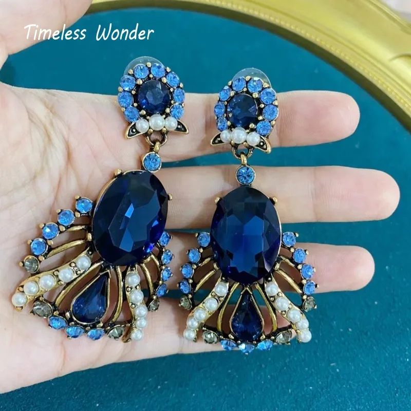 Timeless Wonder Fancy Zircon Geo Statement Stud Earrings for Women Designer Jewelry Runway Goth Rare Gift Vintage Neat Mix 5155