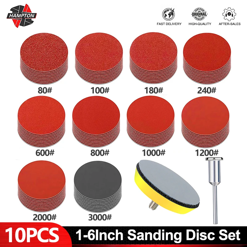 

HAMPTON Sanding Disc 10Pcs 1-6Inch Round Abrasive Dry Sandpaper with Sanding Pad 60-7000 Grit for Dremel Rotary Tool