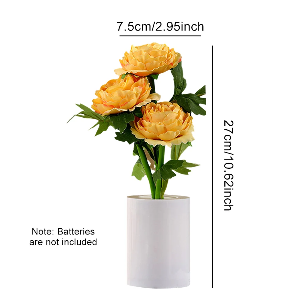 Luce notturna a LED con fiore di peonia Luce calda Luce d'atmosfera di peonia riutilizzabile per regali di anniversario di San Valentino, Natale