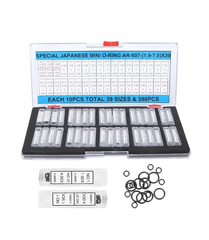 W607A Special Japanese Mini O Ring Kit Waterproof Crown Gasket 39 Assorted Sizes 1.9mm to 7.0m for Watches Repair