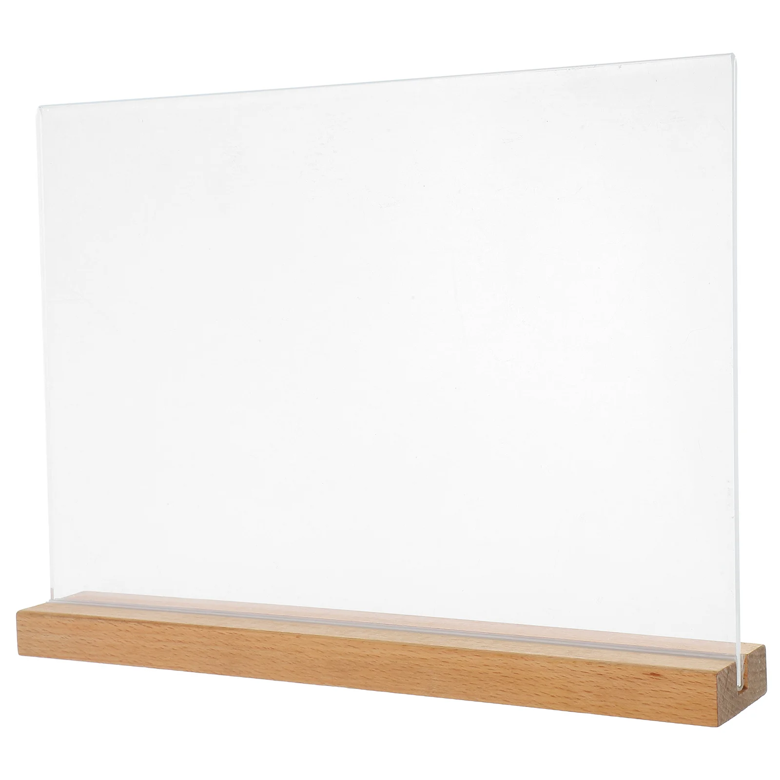 

T Shape Table Sign Holder ABS Wood Clear Menu Display Stand Brochure Display for Office Restaurant Table Tents