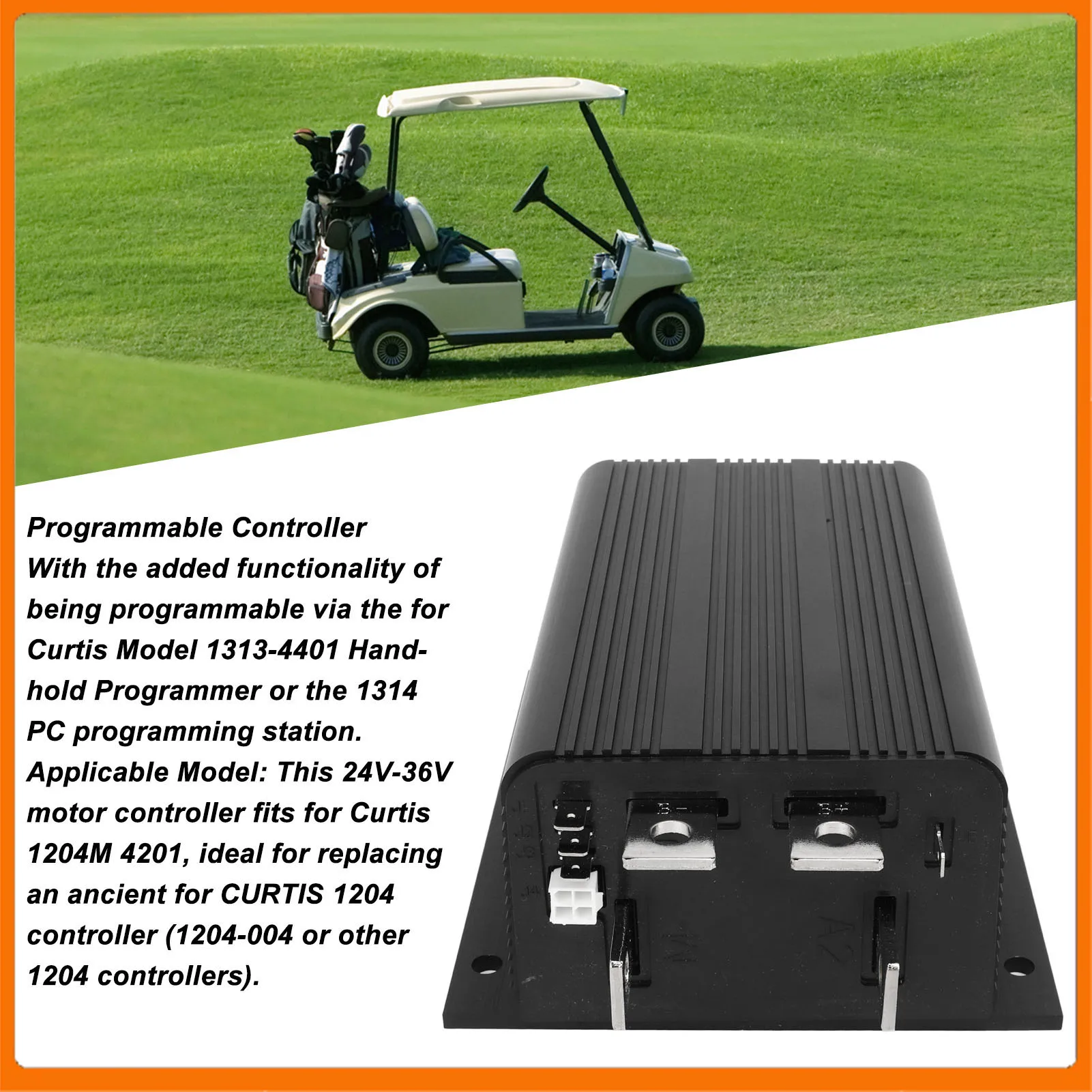 Programmable Golf Cart Motor Controller 275A 24V‑36V Smooth Silent Control for Curtis 1204‑004 Or 1204 Controllers 17720703