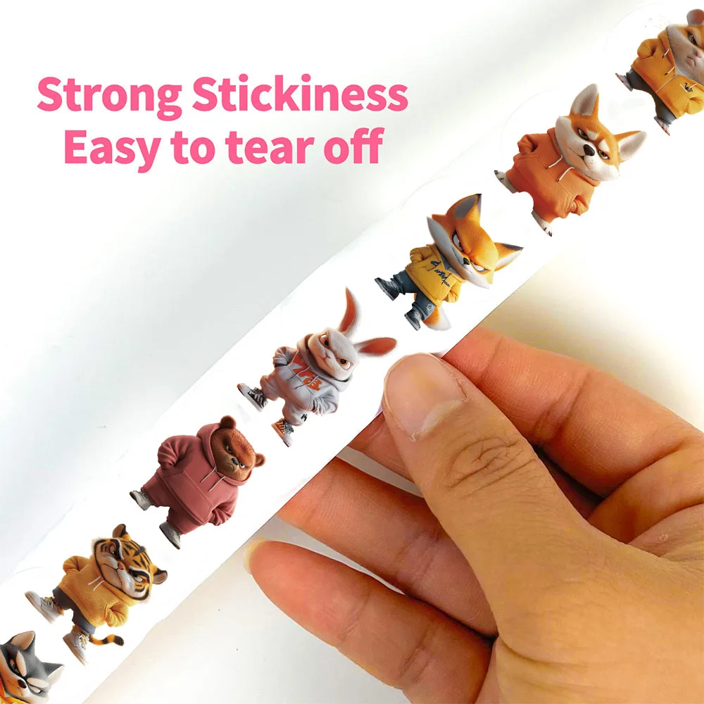 500 قطعة من ملصقات لفة مطبوعة على شكل حيوانات كرتونية قابلة للتهيج، ملصقات لفافات الكمبيوتر المحمول المبتكرة للمقهى المقاومة للماء، ملصقات جدارية فنية لتزيين الأمتعة
