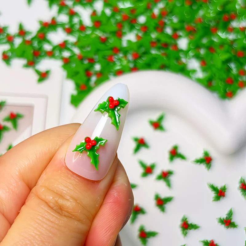 30/60 szt. Świąteczne ozdoby do paznokci w kształcie liści, brokatowe akcesoria do manicure i pedicure, świąteczne materiały do samodzielnego zdobienia paznokci