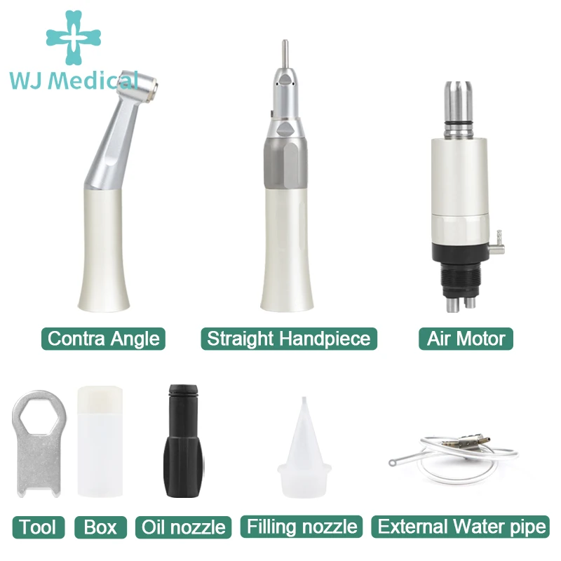 FX Type Dental Low Speed External Straight Handpiece B2 M4 Air Motor Push Button Contra Angle Dentist Tips Kit Fit KAVO/NSK