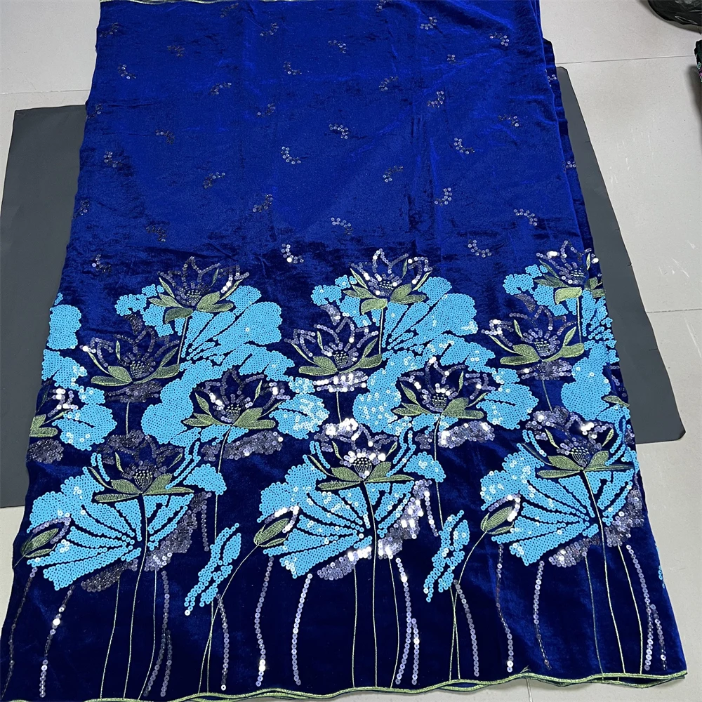 2026High Quality African Nigerian Tulle Lace Fabric Embroidery Party Dress Sequins Guipure Fabric For Sewing Velvet 5Yard PS0092