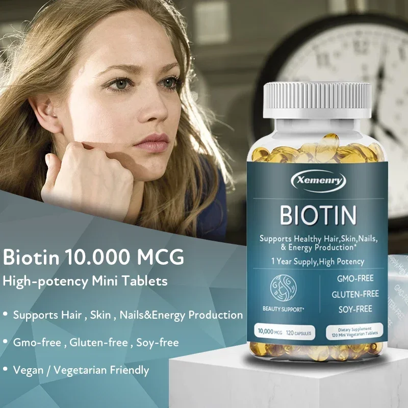 Biotin Capsules - Contains Vitamin B7 Support Supplement To Help Maintain Hair, Skin, Nails, Energy Production