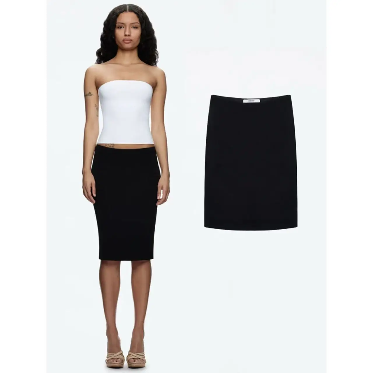 Tank Easiest for Match Skirt Black Mid-Low Waist Women's Hip Cover Skirt Artificial Silk Double Layer Fabric