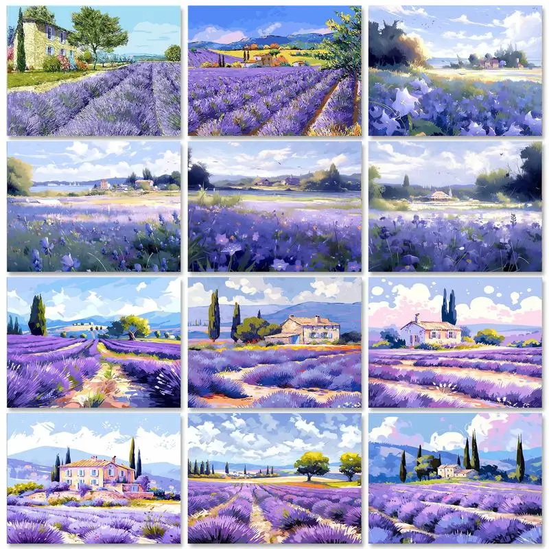 

GATYZTORY Frame DIY Painting By Numbers HandPainted Unique Gifts 60x75cm Lavender Scenery Oil Picture By Number Home Decor Art