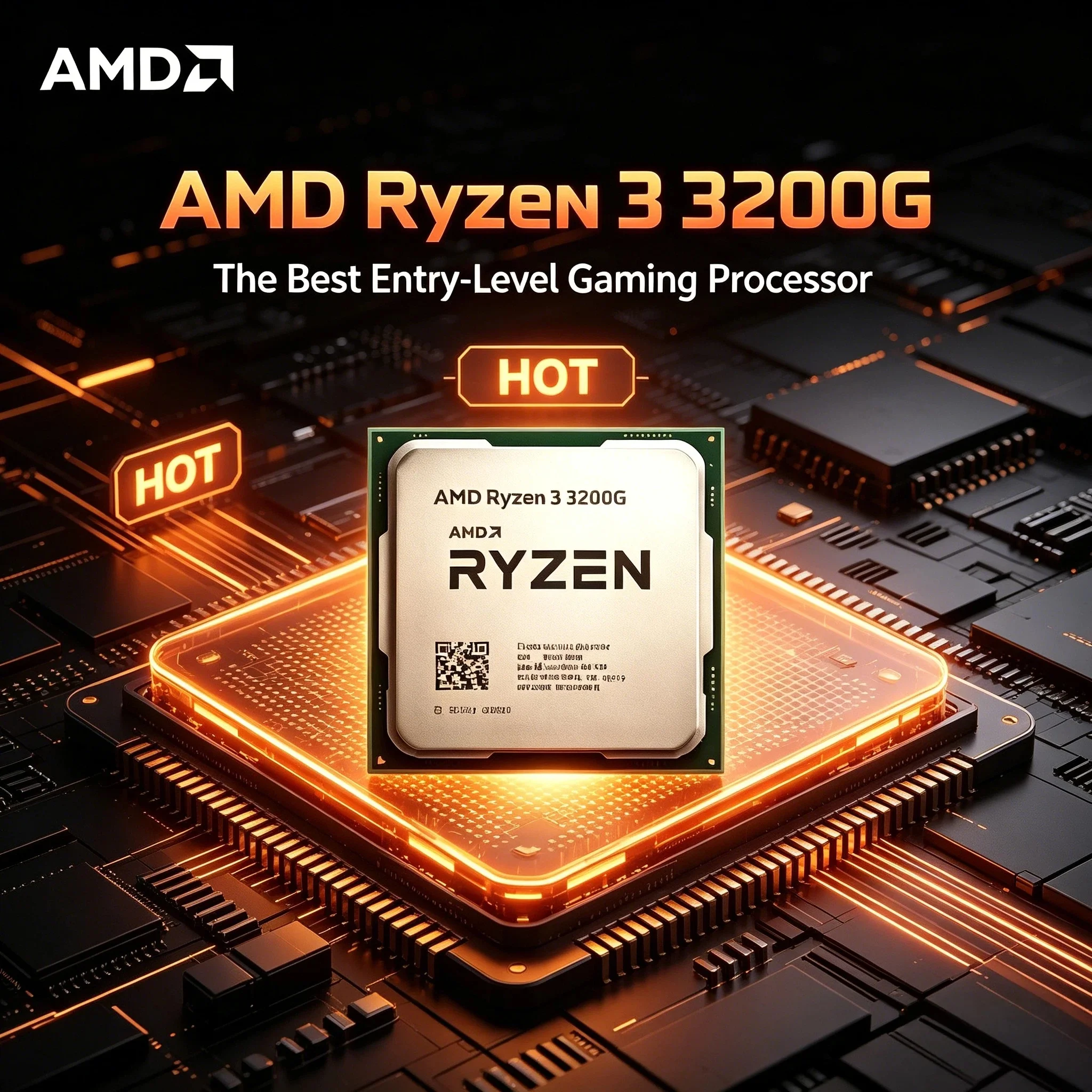 Procesador de Escritorio AMD Ryzen 3 3200G 3.6GHz Quad Core 4 Hilos 65W AM4 con Gráficos Radeon Vega 8, R3 3200G Ultra 4K Rápido