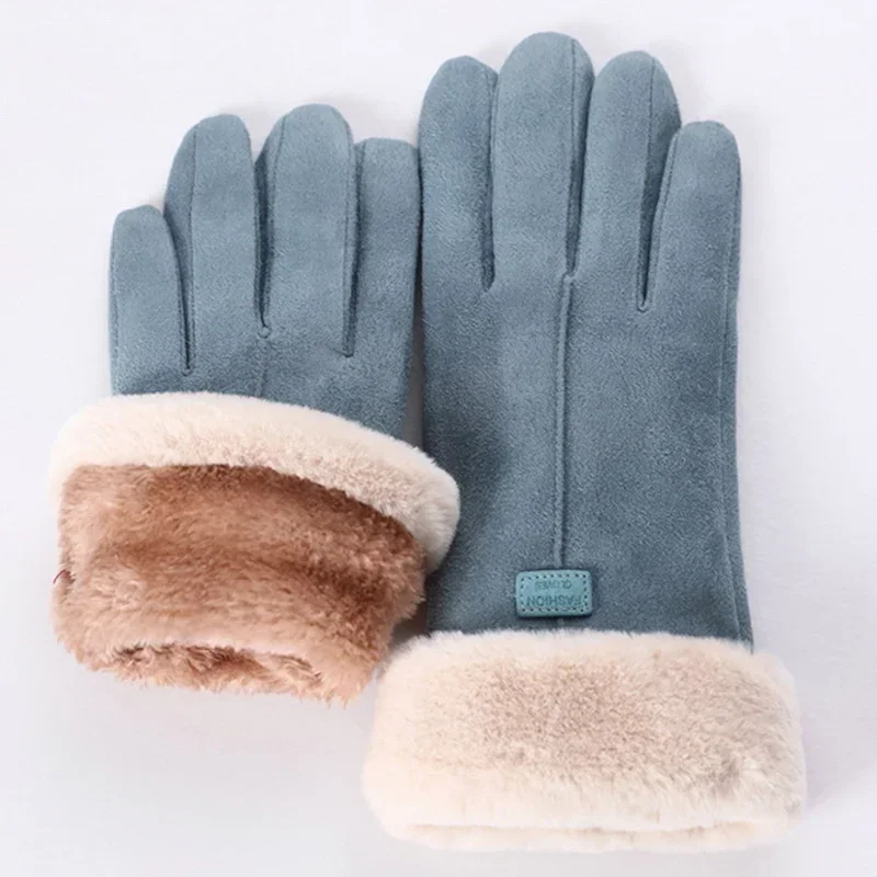 

2024 New Fashion Women Gloves Autumn Winter Cute Furry Warm Mitts Full Finger Mittens Women Outdoor Sport Female Gloves Screen