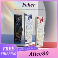 Feker Alice80 Mechanical Keyboard Hot Plug 3modes 2.4g/Bluetooth/Wired Rgb Lighting Effect Ergonomics Customized Gaming Keyboard