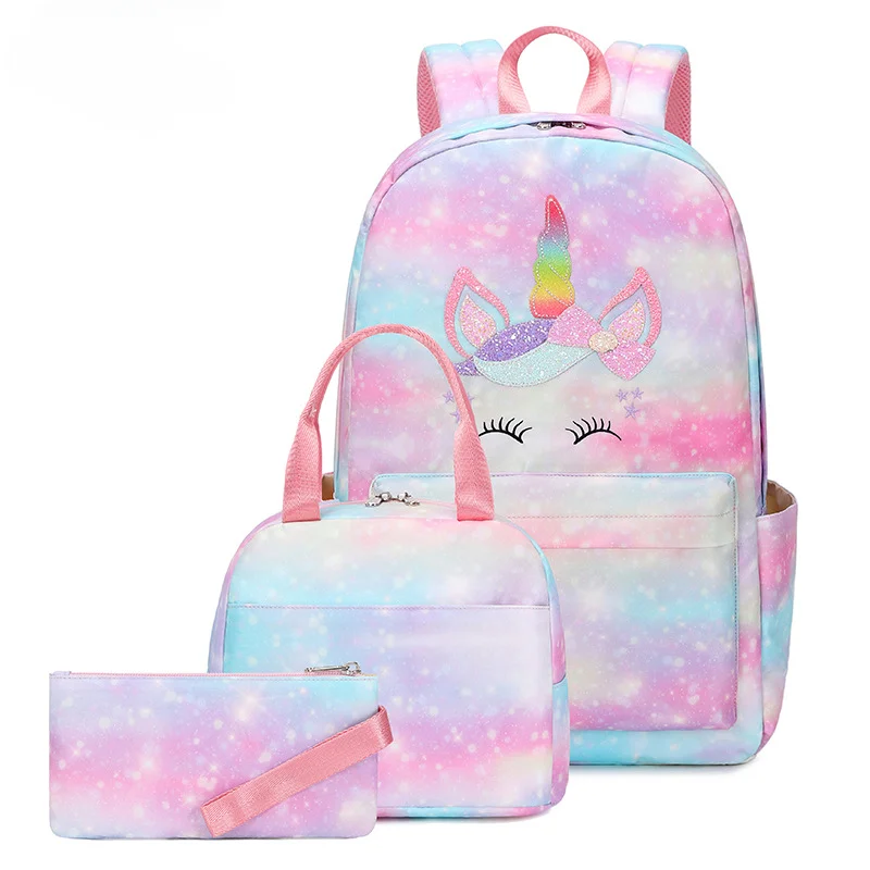 Gradient Rainbow Print Primary and Secondary Student Schoolbag  Large Capacity Backpack