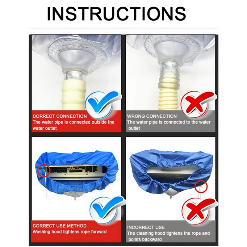 Large 2.4M Air Conditioner Cleaning Cover Double Layer Thickening Wash Mounted Protective Dust Cleaner Bag