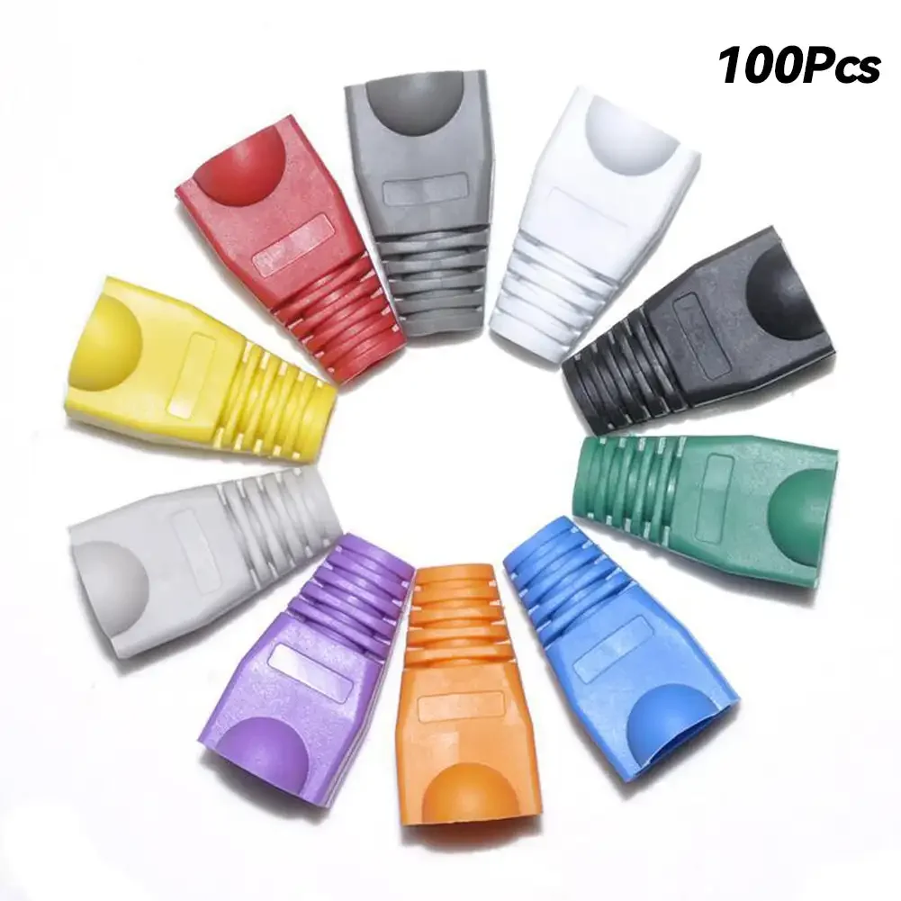 100 Pack RJ45 CAT6 CAT6E CAT5 CAT5E Ethernet Network Cable Strain Relief Boots Cable Connector Plug Cover (OD 6.0mm)