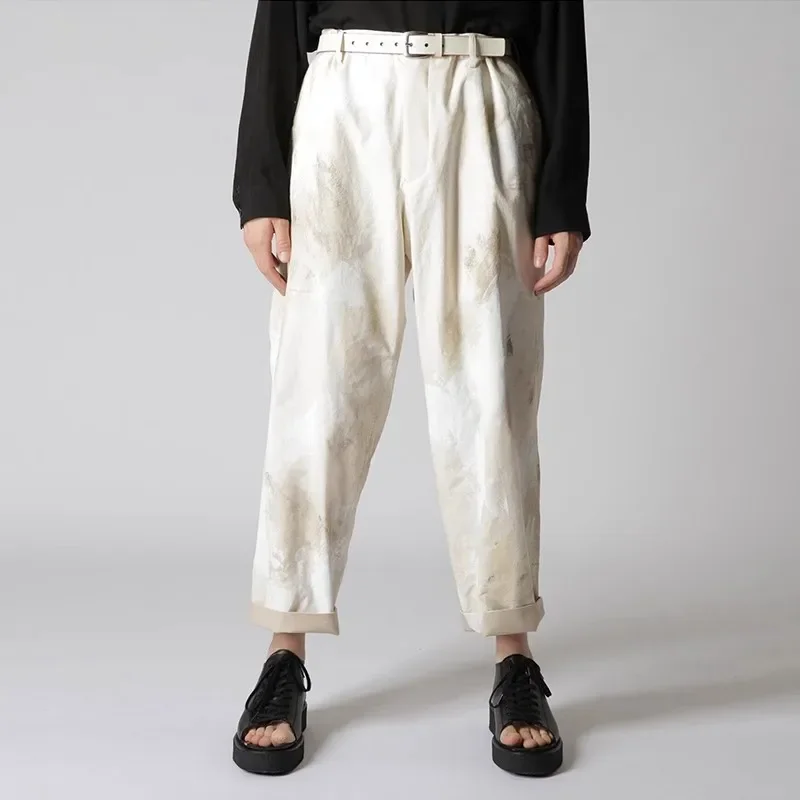 

YOJI OOAK японские оригинальные повседневные брюки из чистого хлопка Asakura Yuka с граффити и красным принтом, белые брюки