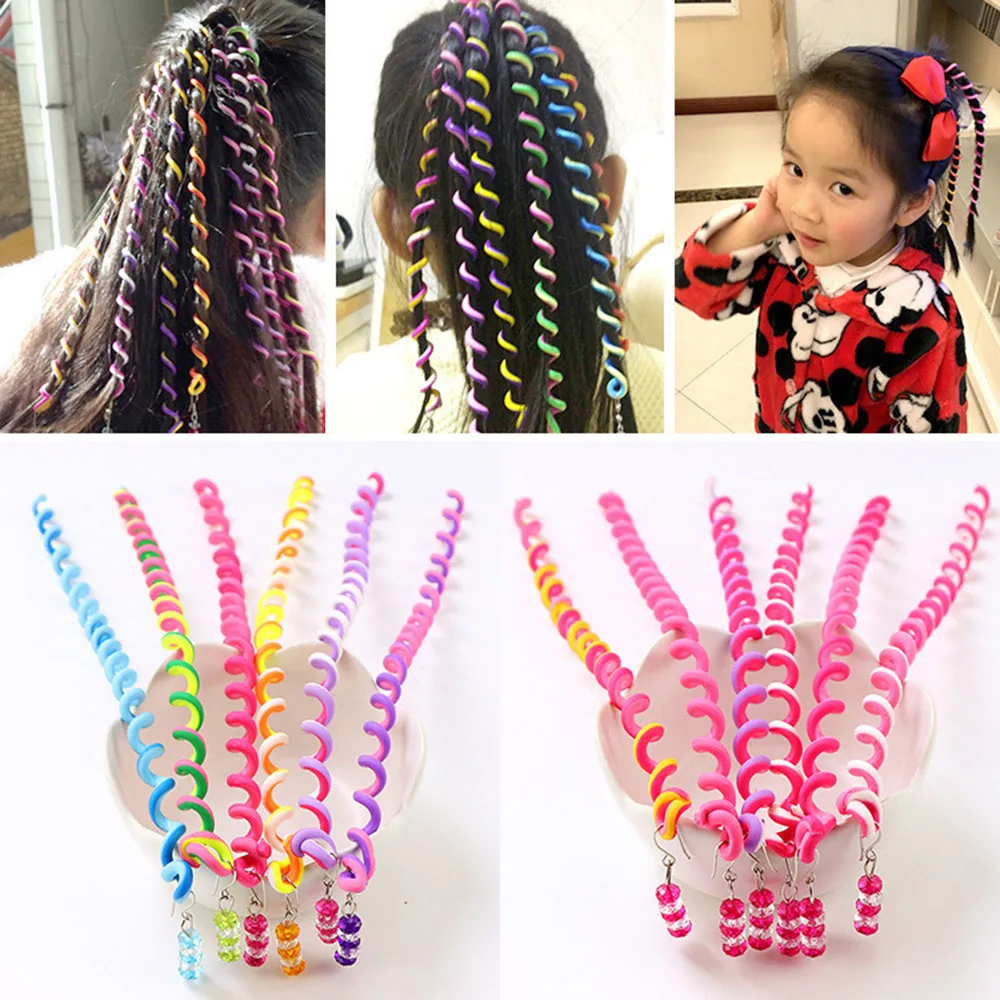 6Pcs/Set Kids Curler Hair Braid Hair Sticker Baby Girls Decor Hair Accesories Little Girl\'s Hair Headdress