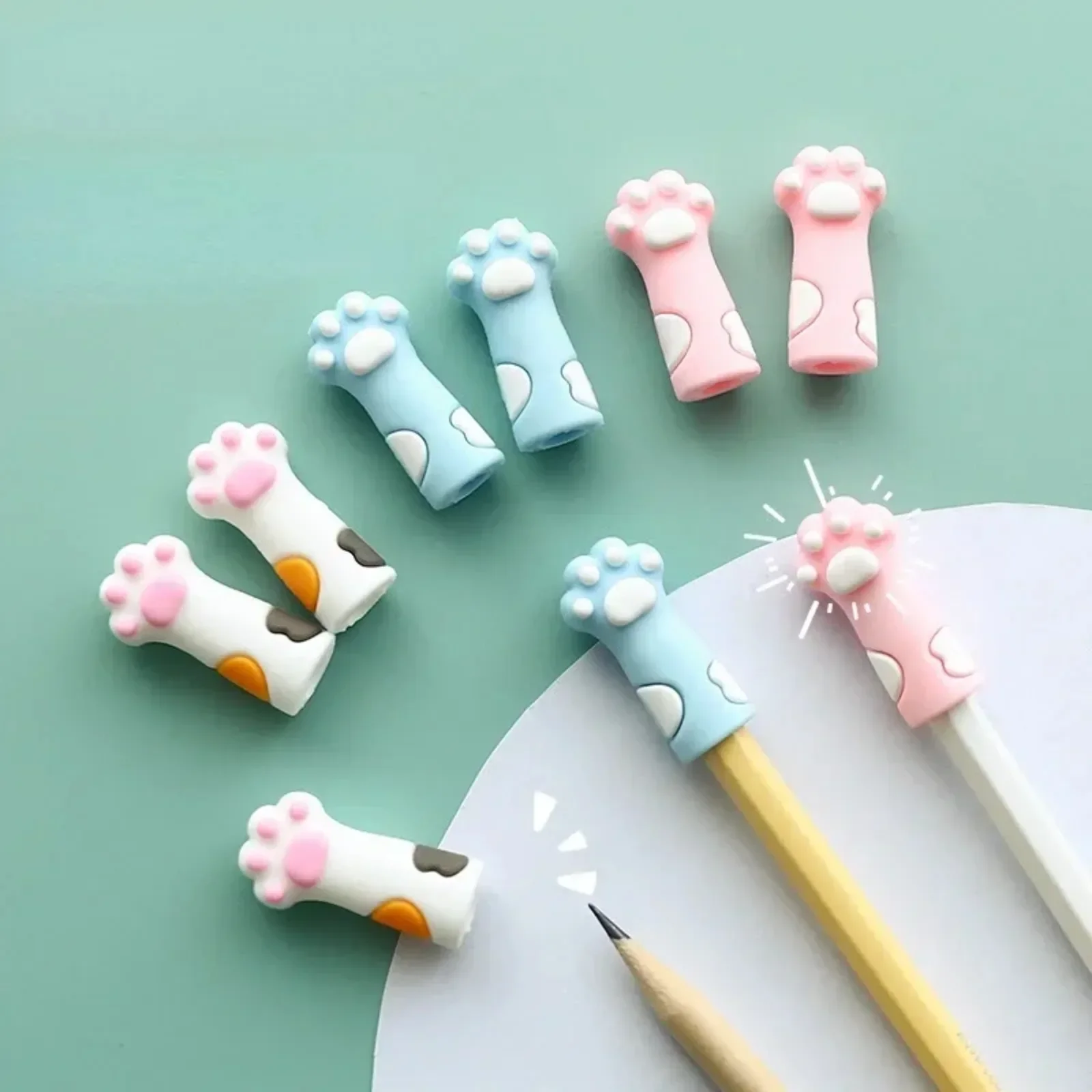 1Pcs Kawaii Cat Pencil Cap Cartoon Silicone Pen Topper Covers for Kids Cute Pencil Extender Stationery School Supplies