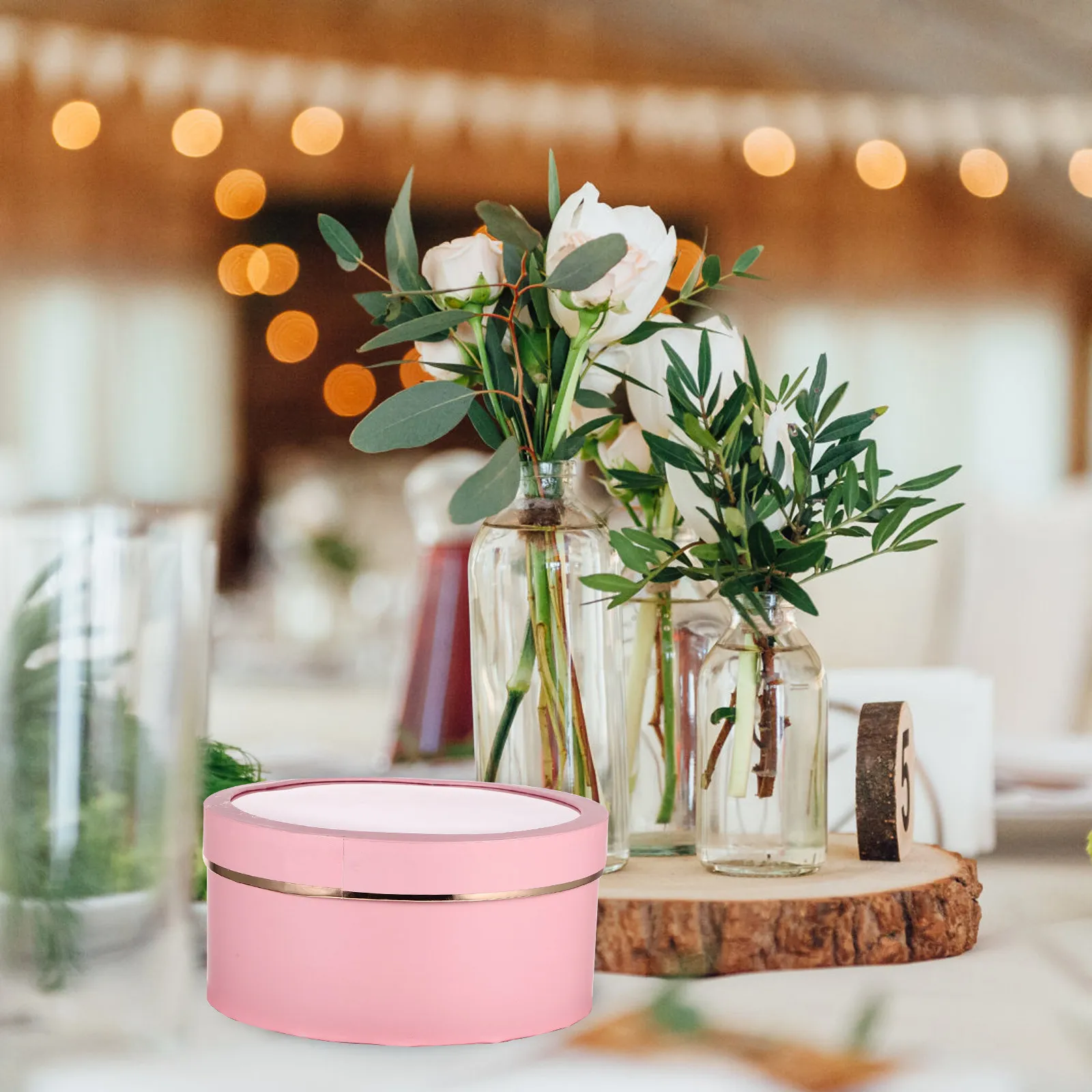 

2 шт. круглых коробок для упаковки цветов из прочной бумаги с ПВХ-покрытием для букетов, подарочных композиций, на День святого Валентина