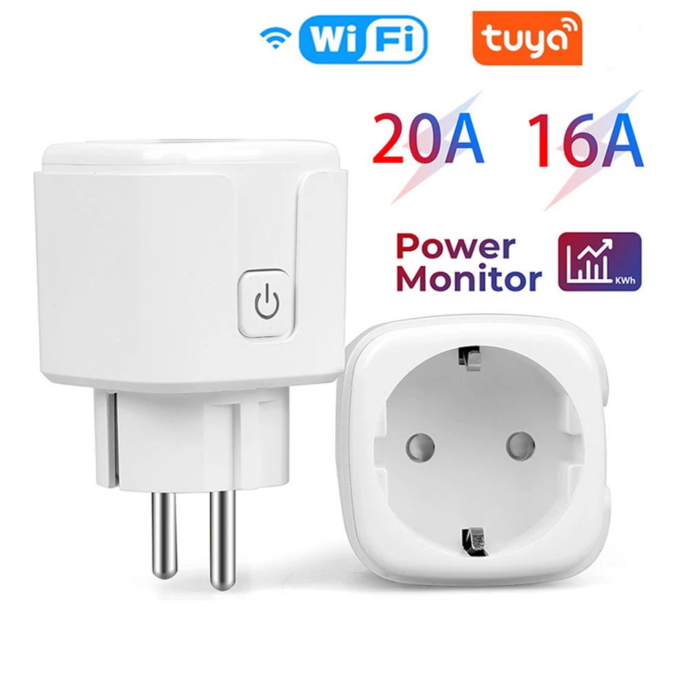 EU Plug 16A/20A Smart Socket Multifunctional Wifi Smart Plug With Power Monitoring Voice APP Control Support Google Assistants