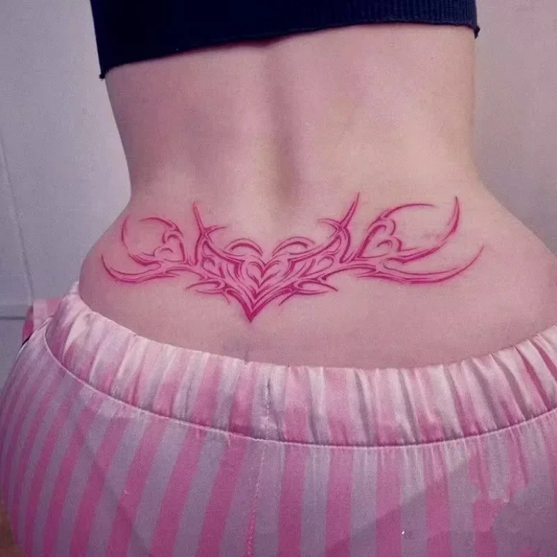 Pegatinas de tótem Sexy para mujer, tatuaje Rosa impermeable que cubre cicatrices, Abdomen, tatuaje temporal, pegatinas de arte duradero, tatuaje falso