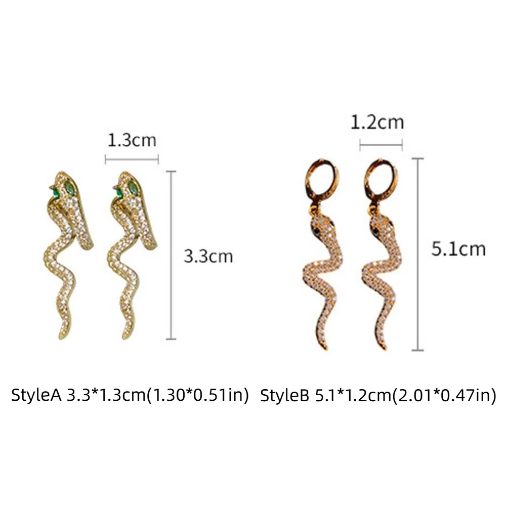 S-shaped Snake Snake Earrings Jewelry Accessories Fashion Ornament Korean Style Earrings Gold Color Copper Zircon