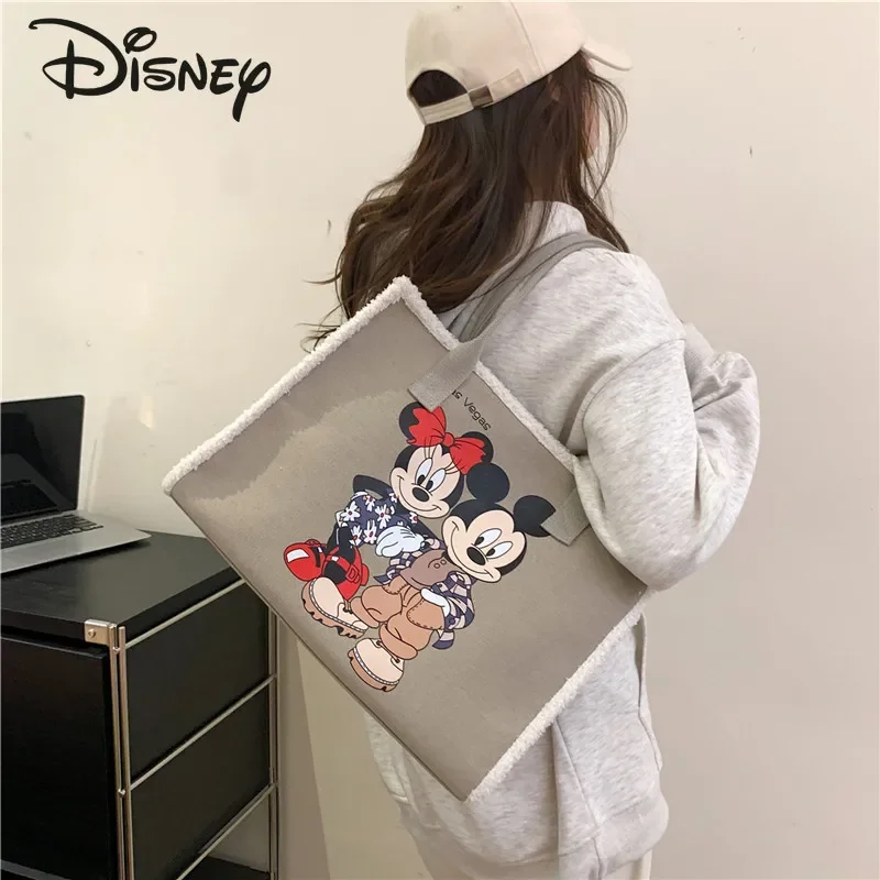 Disney 2024 New Women\'s Handbag Fashionable High Quality Canvas Women\'s Commuter Bag Casual Large Capacity Women\'s Shopping Bag