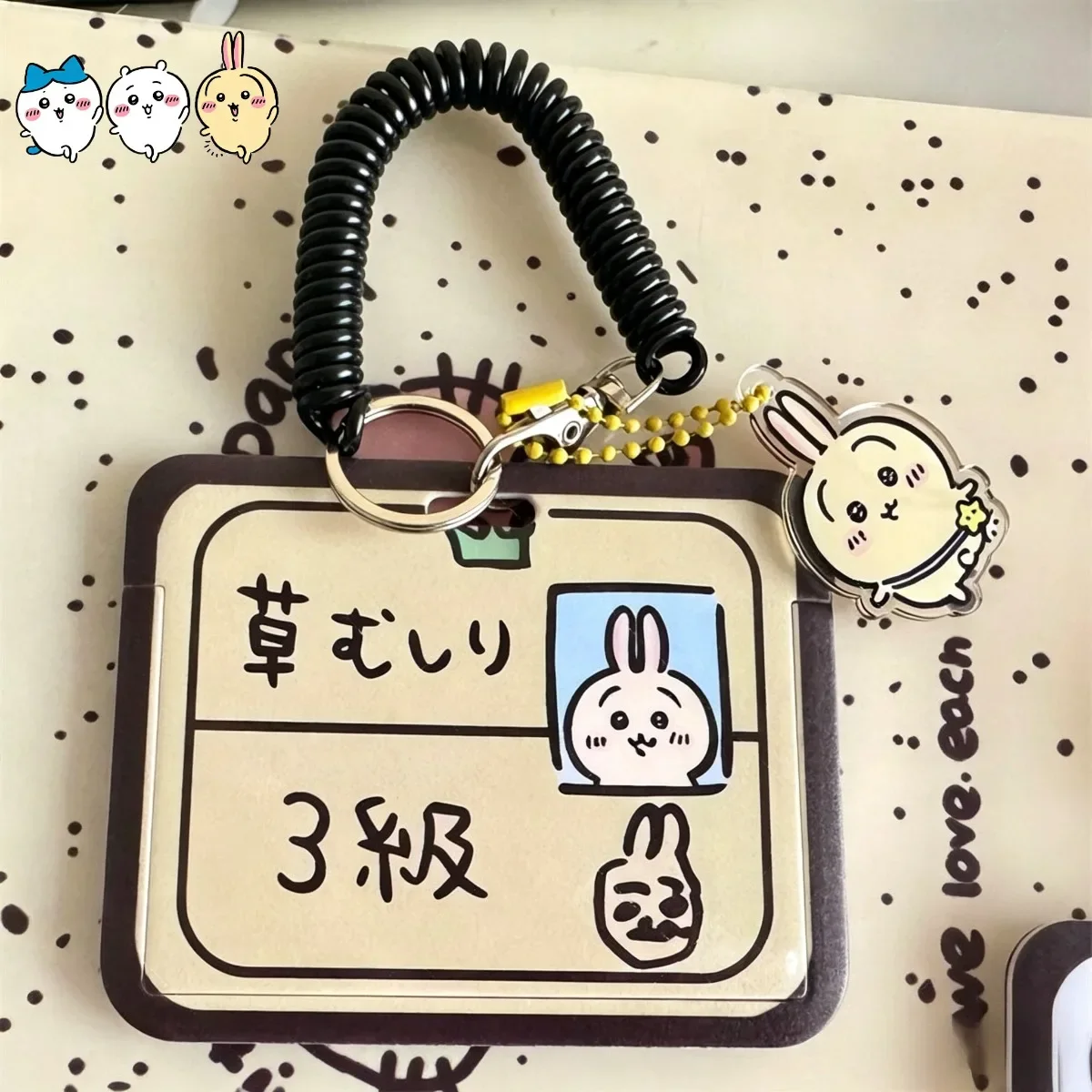 Niedlicher Chiikawa Hachiware Usagi Kartenhalter für Schüler-Ausweise, Essenskartenhalter für Bus- und U-Bahn-Karten mit Halsband – Detail 5