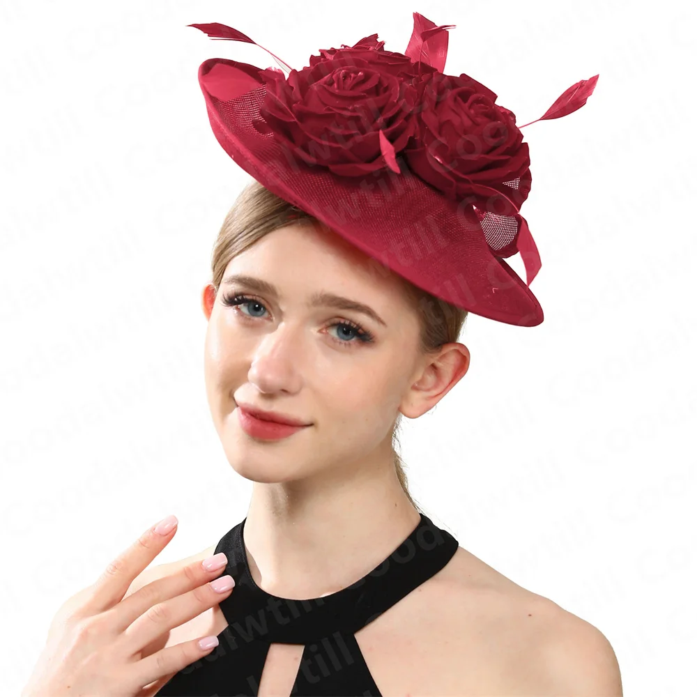 Women Wedding Fascinator Hat Party Banquet Chapeau Cap With Headband Ladies Church Royal Hair Accessories Event Race Pillbox