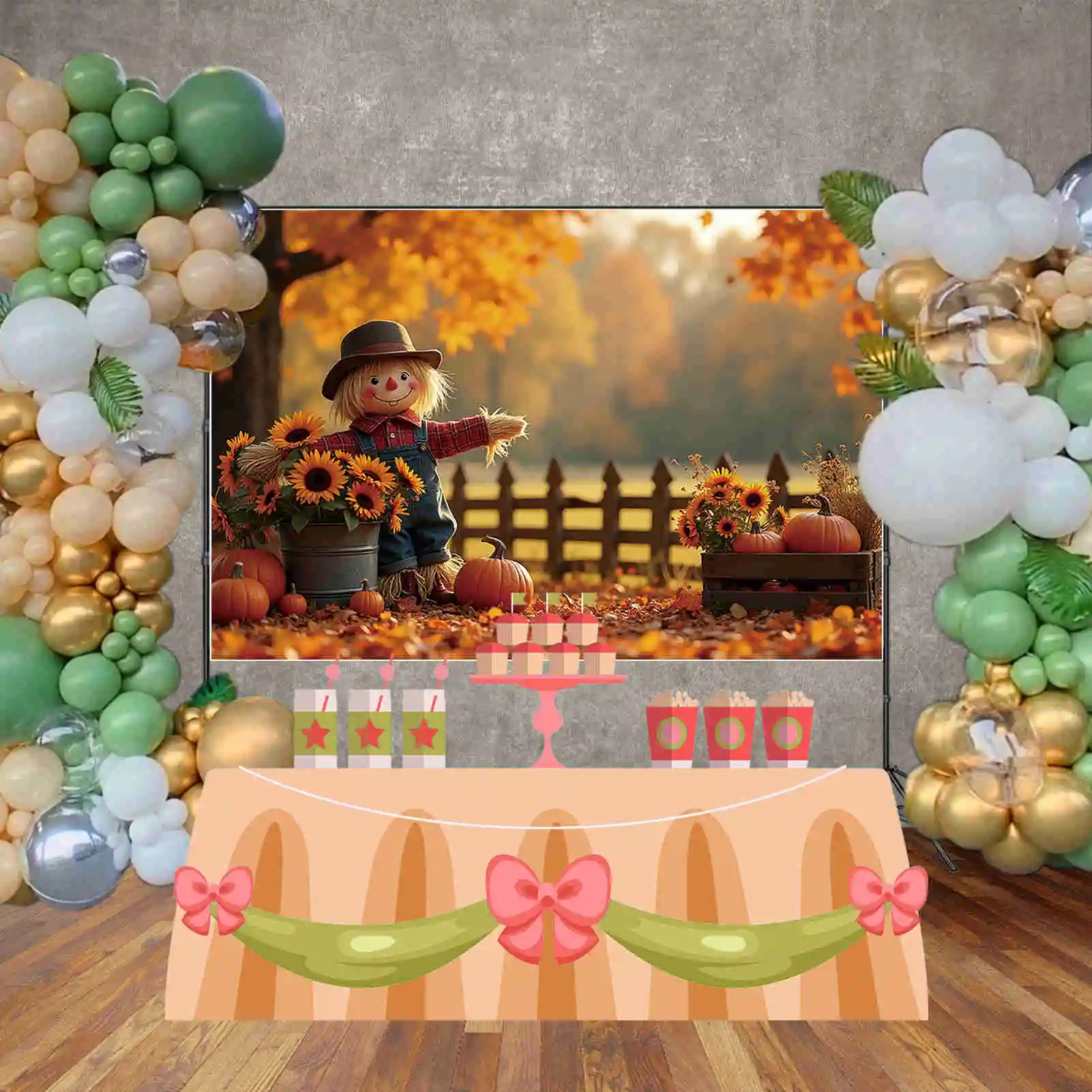 MOON.QG Children Autumn Photography Backdrop Farm Harvest Scarecrow Photo Studio Background Kids Party Photo Studio Accessories