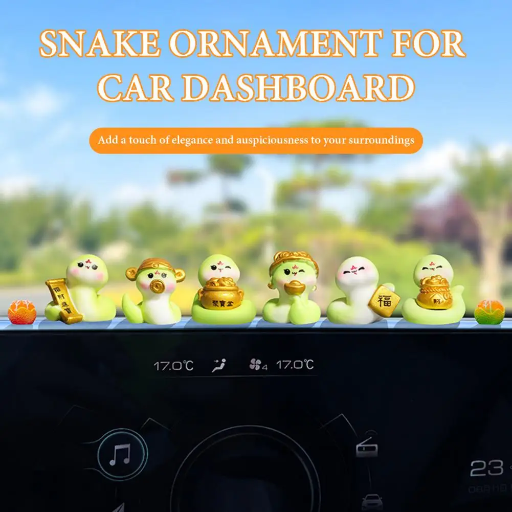 Snake Car Ornament Set Chinese New Year Snake Figurines 2025 Zodiac Lucky Ornaments Resin Mini Snake Decorations for Home Car Sp