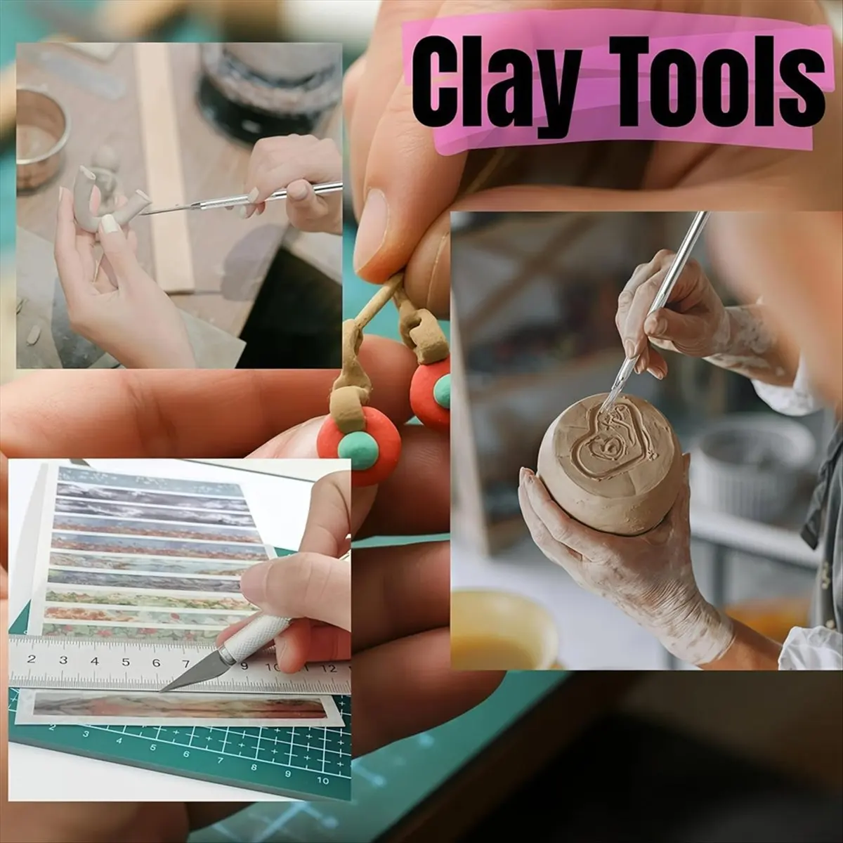New 9 Pcs Stud Post Embedding Tool for Polymer Clay Tools, Air Dry Clay Tools for Clay Jewelry