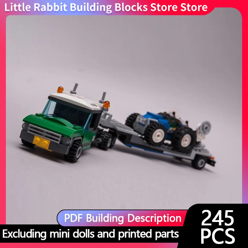 Speed Racing Car Model MOC Building Bricks Green Truck And Blue Tractor Modular Technology Children Holiday Gifts Assemble Toys